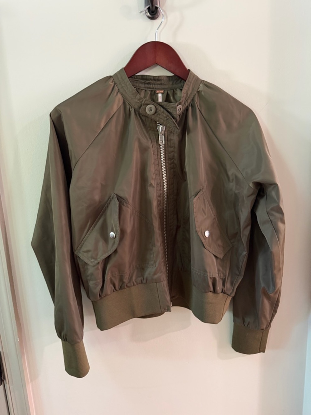 Free People Olive Green Midnight Bomber Jacket